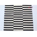 Multi Size Black And Off White Modern Striped Cotton Hand Woven Runner Rug- Reversible Runner Kilim