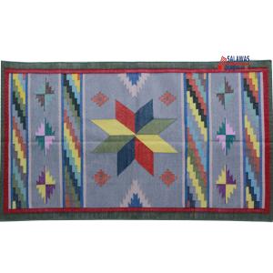 3x5 Handwoven Traditional Rug - Grey And green Area Eco Friendly Rug For Home Decor