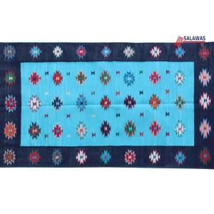 3x5 Handwoven Traditional Rug - Light Blue Area Eco Friendly Rug For Home Decor