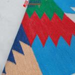 4x6 Handwoven Traditional Rug - Blue Border Zig Zag Colorful Cotton Rug, Indian Cotton Rug, Living Room Rugs